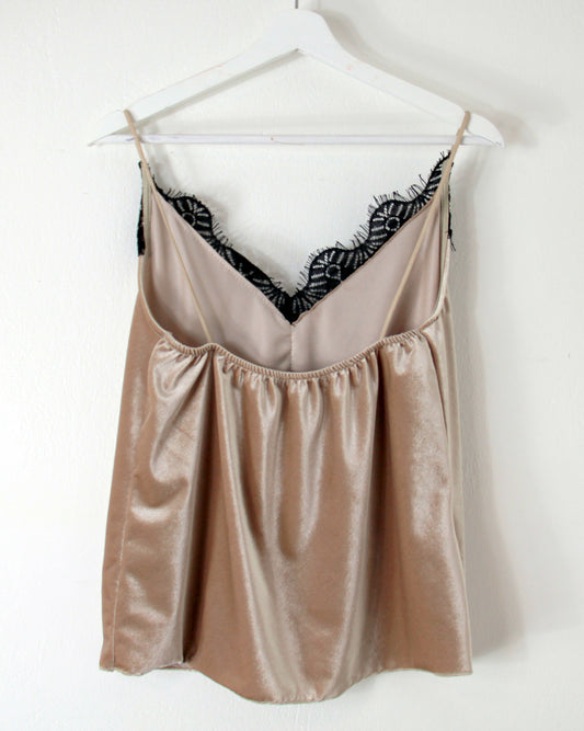 Top Velluto Beige con Pizzo