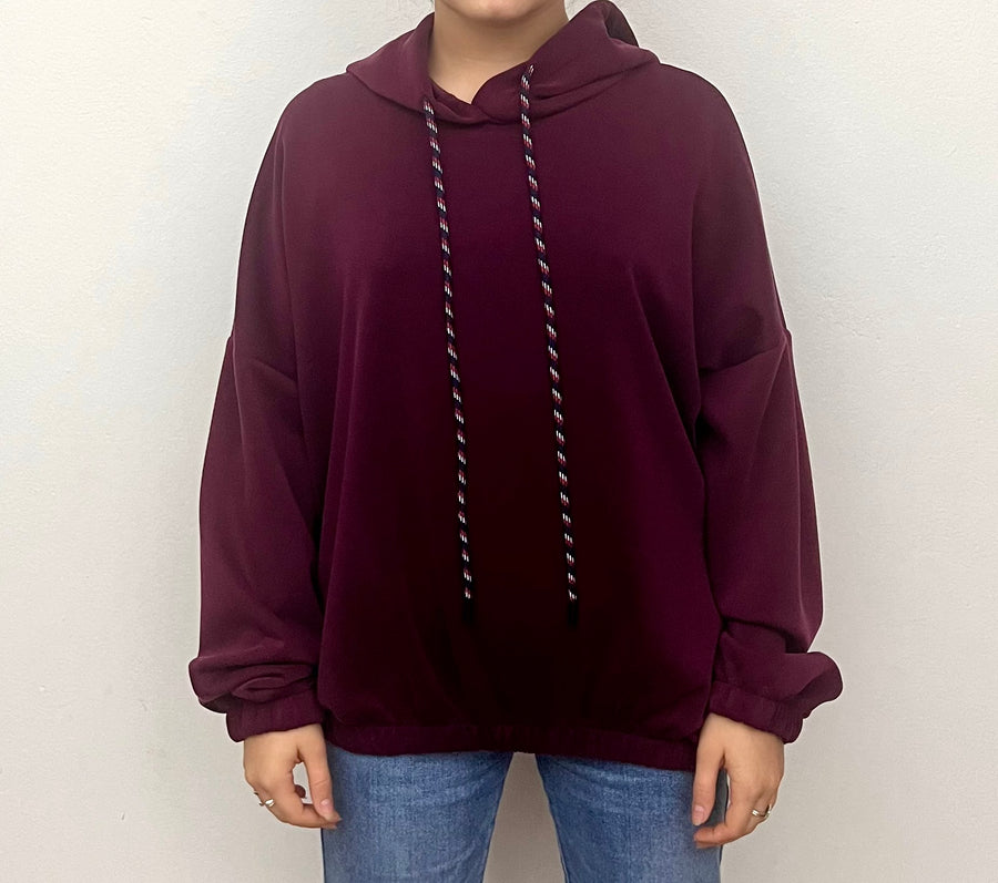 Felpa bordeaux con cappuccio