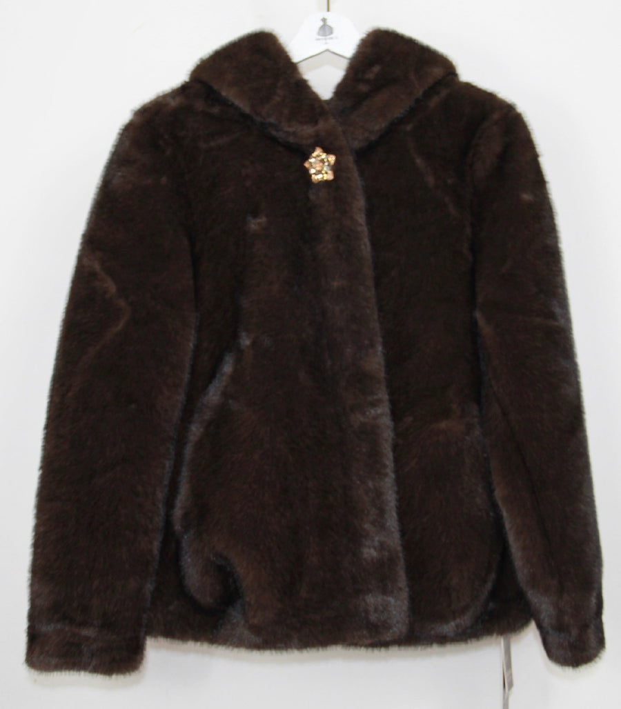 Ecofur cappuccio e bottone gioiello