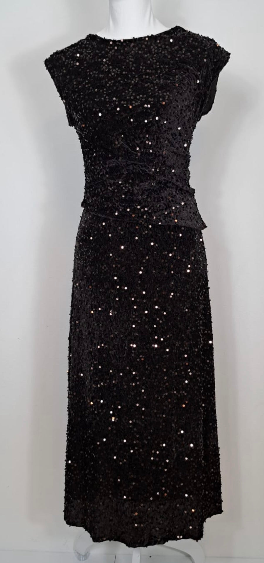 Completo maglia e gonna velluto e paillettes one size