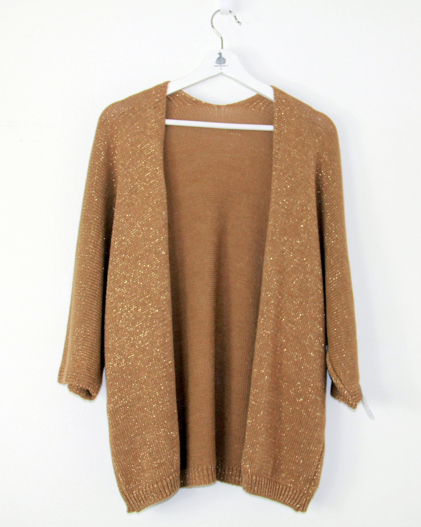 Maglia cammello e lurex dorata