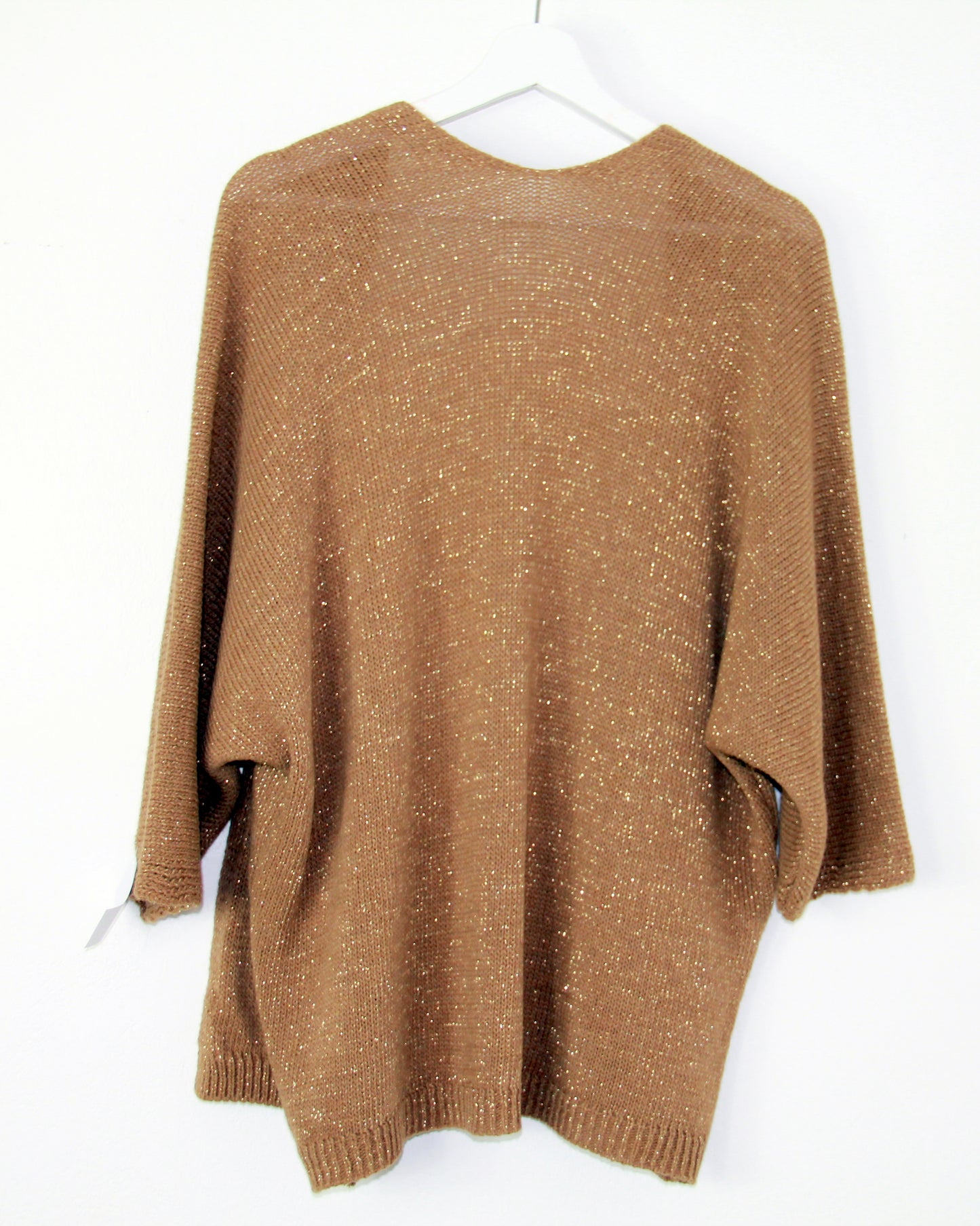 Maglia cammello e lurex dorata